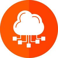 Cloud Server Glyph Red Circle Icon vector