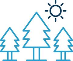 Pine Trees Line Blue Two Color Icon vector