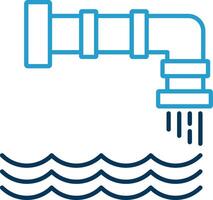 Water Pollution Line Blue Two Color Icon vector