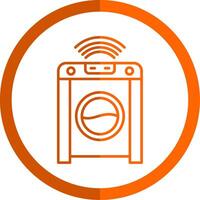 Smart Washing Machine Line Orange Circle Icon vector