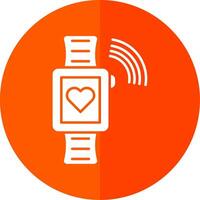 Smartwatch Glyph Red Circle Icon vector