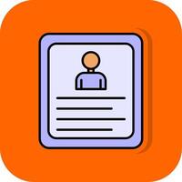 Curriculum Vitae Filled Orange background Icon vector