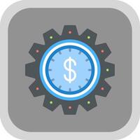Time Is Money Flat Round Corner Icon vector