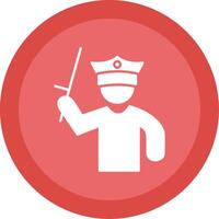 Policeman Holding Stick Glyph Multi Circle Icon vector