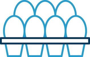 Egg Tray Line Blue Two Color Icon vector