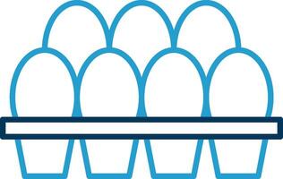 Egg Tray Line Blue Two Color Icon vector