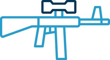 asalto rifle línea azul dos color icono vector