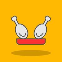 Chicken Filled Shadow Icon vector