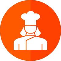 Lady Chef Glyph Red Circle Icon vector