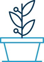 plantas línea azul dos color icono vector