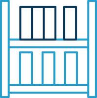 Bookshelf Line Blue Two Color Icon vector