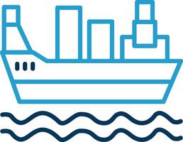 Cargo Ship Line Blue Two Color Icon vector