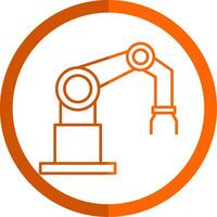 Robotic Arm Line Orange Circle Icon vector