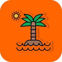 Desert Island Filled Orange background Icon vector