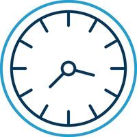 reloj línea azul dos color icono vector