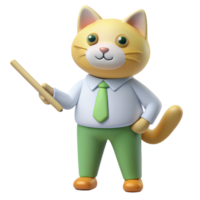 Whiskers of Wisdom Delightful 3D Images of Teacher Cats for Educational Joy png