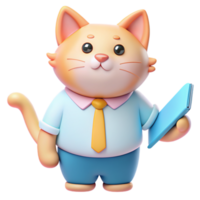 Whiskers of Wisdom Delightful 3D Images of Teacher Cats for Educational Joy png