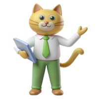 Whiskers of Wisdom Delightful 3D Images of Teacher Cats for Educational Joy png