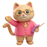 Whiskers of Wisdom Delightful 3D Images of Teacher Cats for Educational Joy png