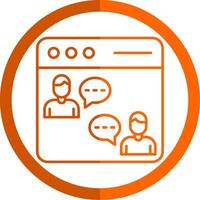 Online Chat Line Orange Circle Icon vector