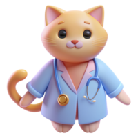 parfaitement adorable médecin chat 3d images png