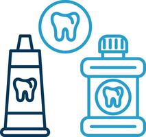 dental cuidado línea azul dos color icono vector