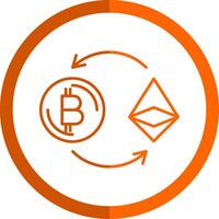 Ethereum Line Orange Circle Icon vector