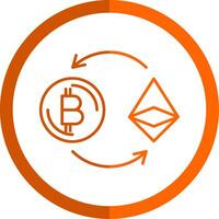 ethereum línea naranja circulo icono vector