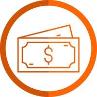 dólar línea naranja circulo icono vector