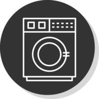 Washing Machine Line Grey Circle Icon vector