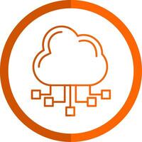 Cloud Server Line Orange Circle Icon vector
