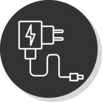 Charger Line Grey Circle Icon vector