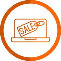 Laptop Line Orange Circle Icon vector