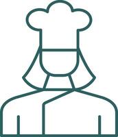 Lady Chef Line Gradient Round Corner Icon vector