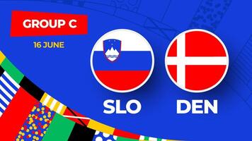 Eslovenia vs Dinamarca fútbol americano 2024 partido versus. 2024 grupo etapa campeonato partido versus equipos introducción deporte fondo, campeonato competencia vector