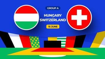 Hungary vs Switzerland football 2024 match versus. 2024 group stage championship match versus teams intro sport background, championship competition vector