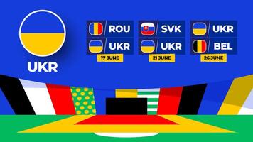 Ukraine football 2024 match versus set. National team flag 2024 and group stage championship match versus teams vector