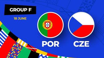 Portugal vs Czechia football 2024 match versus. 2024 group stage championship match versus teams intro sport background, championship competition vector