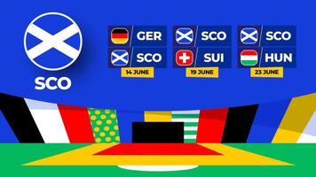 Scotland football 2024 match versus set. National team flag 2024 and group stage championship match versus teams vector