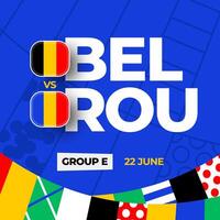 Belgium vs Romania football 2024 match versus. 2024 group stage championship match versus teams intro sport background, championship competition vector