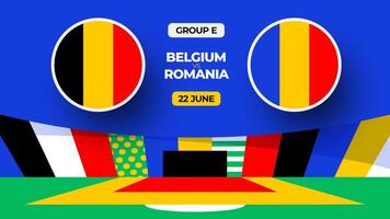 Belgium vs Romania football 2024 match versus. 2024 group stage championship match versus teams intro sport background, championship competition vector