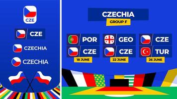 Czechia football 2024 match versus set. National team flag 2024 and group stage championship match versus teams vector