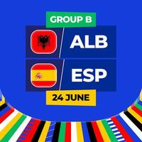 Albania vs Spain football 2024 match versus. 2024 group stage championship match versus teams intro sport background, championship competition vector