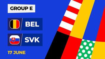 Bélgica vs Eslovaquia fútbol americano 2024 partido versus. 2024 grupo etapa campeonato partido versus equipos introducción deporte fondo, campeonato competencia vector
