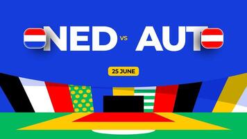 Países Bajos vs Austria fútbol americano 2024 partido versus. 2024 grupo etapa campeonato partido versus equipos introducción deporte fondo, campeonato competencia vector