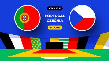 Portugal vs Czechia football 2024 match versus. 2024 group stage championship match versus teams intro sport background, championship competition vector