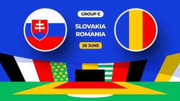 Slovakia vs Romania football 2024 match versus. 2024 group stage championship match versus teams intro sport background, championship competition vector