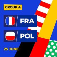 France vs Poland football 2024 match versus. 2024 group stage championship match versus teams intro sport background, championship competition vector