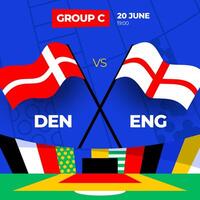 Denmark vs England football 2024 match versus. 2024 group stage championship match versus teams intro sport background, championship competition vector