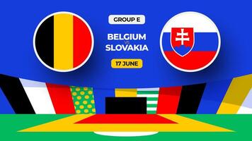 Belgium vs Slovakia football 2024 match versus. 2024 group stage championship match versus teams intro sport background, championship competition vector